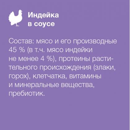 Упаковка 25 шт.х 85г Паучи для стерилизованных кошек с чувствительным пищеварением: индейка в соусе, срок 01.26г-1