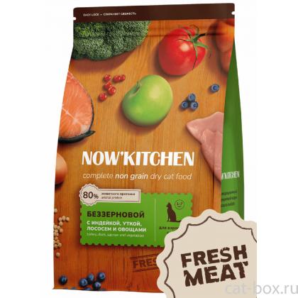 Беззерновой корм для взрослых кошек со свежей индейкой, уткой, лососем и овощами, Fresh Grain-free Turke, Duck&Salmon, Adult, 0.4 кг-0