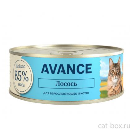 Корм консервированный полнорационный для котят и кошек с лососем, 0.1кг-0