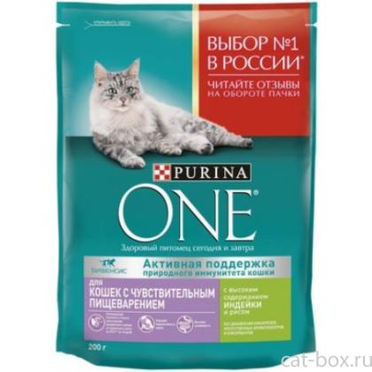 Сухой корм с индейкой и рисом для кошек с чувствительным пищеварением-0