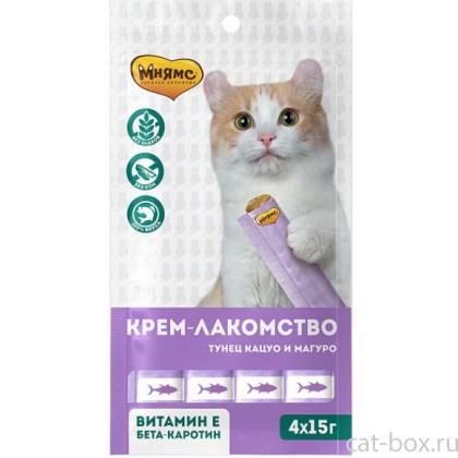 Крем-лакомство для кошек с тунцом Кацуо и Магуро (Tuna Katsuo + Maguro) 4шт*15г-0