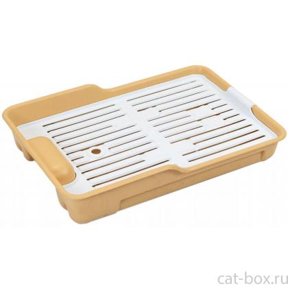 Туалет для кошек с крупной сеткой, 38*26*7см, бежевый-0