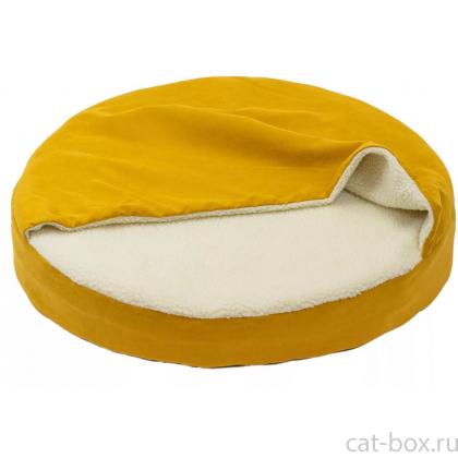 Лежак круглый, серия КАРМАН - бархат охра-0