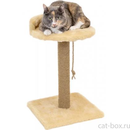 Когтеточка ЦАП-ЦАРАП столбик с лежанкой средняя, джут, 35*35*h55см, бежевая-0