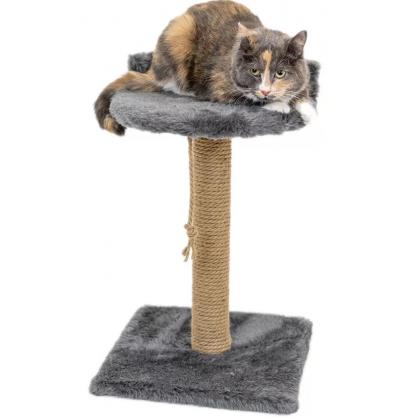 Когтеточка ЦАП-ЦАРАП столбик с лежанкой средняя, джут, 35*35*h55см, дымчатая-1