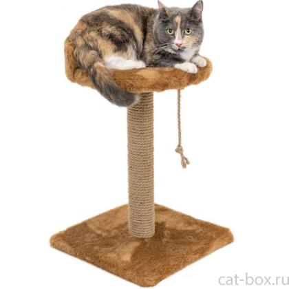 Когтеточка ЦАП-ЦАРАП столбик с лежанкой средняя, джут, 35*35*h55см, коричневая-0