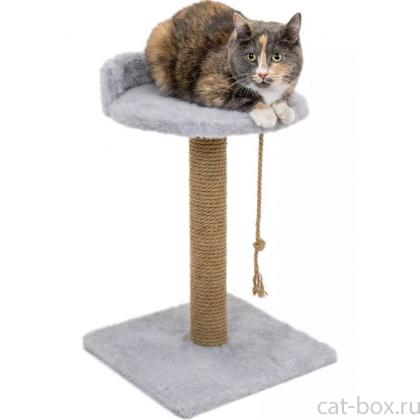 Когтеточка ЦАП-ЦАРАП столбик с лежанкой средняя, джут, 35*35*h55см, серая-0