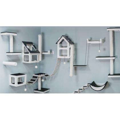 Настенная когтеточка "Паркур-ДОМИНО", 10*20*h173см, джут беленый-2