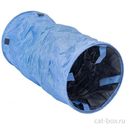 Тоннель складной для кошек шуршащий 24*50см, джинс-0