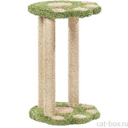 Когтеточка для кошек ковролиновая «Лапа с 3 столбиками» 44*44*70 см, сизаль-0