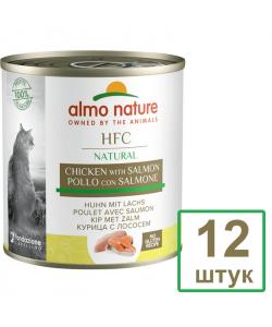 Набор 12 штук по 0,28 кг Консервы для кошек с Лососем и Курицей (HFC - Natural - Chicken and Salmon) 3.36кг