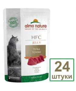 Набор 24 штуки по 55 г Паучи Тунец в Желе для кошек (HFC - Jelly - with Tuna) 1.32кг
