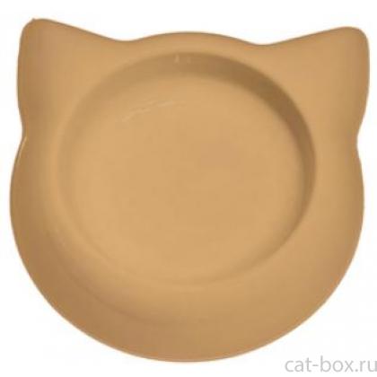 Миска "Кошка" пластиковая, 16см, 250мл, бежевая-0