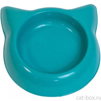 Миска "Кошка" пластиковая, 16см, 250мл, бирюзовая-0