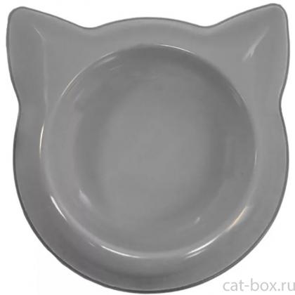 Миска "Кошка" пластиковая, 16см, 250мл, серая-0