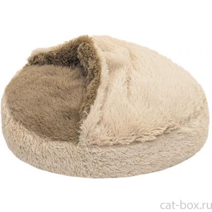 Лежак круглый FURRY с карманом 50*50*17см (мех, синтепух) бежевый-0
