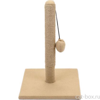 Когтеточка-столбик с игрушкой, фетр и джут, 30*30*h50см, бежевая-0