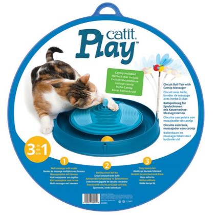 Catit Круглый массажный центр с мячиком и игрушкой-пчелкой, 37,6*36*4,4см, голубой (H430019)-2