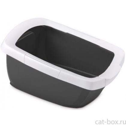 Туалет-лоток для кошек с высокими бортами, антрацит, 62*49,5*33см-0
