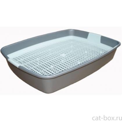 Туалет Мяус для кошек с сеткой, высокие ножки, 39,8*29,7*7,2см-0