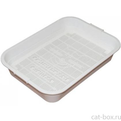 Туалет Премиум для кошек с сеткой и высокими ножками, белый, 37,5*27*7,5см-0