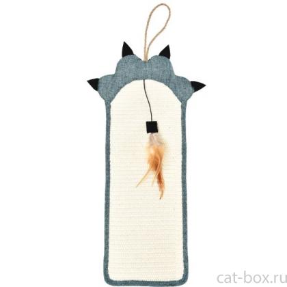 Когтеточка для кошек из сизаля "Лапа" с перьями, 50*21,5см-0