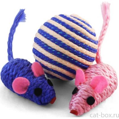 Набор игрушек XW7007 для кошек (мяч, 2 мыши), d4,5см; 5см-0