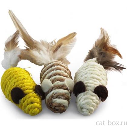 Набор игрушек XW7008 для кошек (3 мыши), 5,5см-0