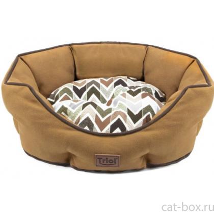 Лежанка овальная "Осенняя классика" S, коричневая, 45*40*16см-0