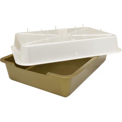 Туалет для кошек "Люкс с сеткой", 38*27,5*8см, золото/перламутр-2