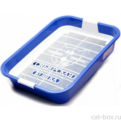 Туалет для кошек с сеткой высокие ножки 37*27*7 см-0