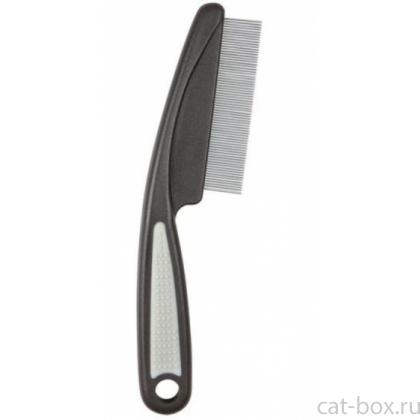 Расческа "Люкс" 15 см с частым зубом с пластиковой ручкой, для кошки - 2410-0