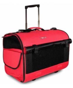 Сумка -чемодан для животных на колесах, 45*34*37 см, красный/чёрный (FFH011)