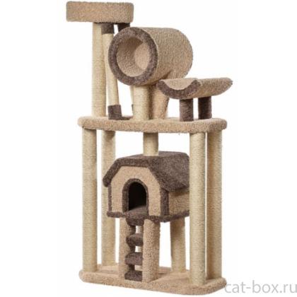 «Большой комплекс с лестницей» ковролиновый для кошек 96*45*183 см, сизаль-0