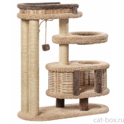 Домик когтеточка для кошек ковролиновый «Брунетка» 100*42*110 см, сизаль-0