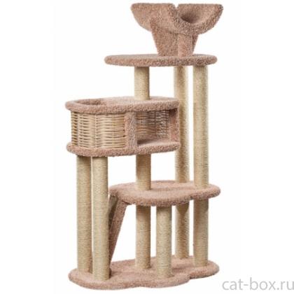 Когтеточка комплекс ковролиновый для кошек "Петуля" 100*62*180 см, сизаль-0