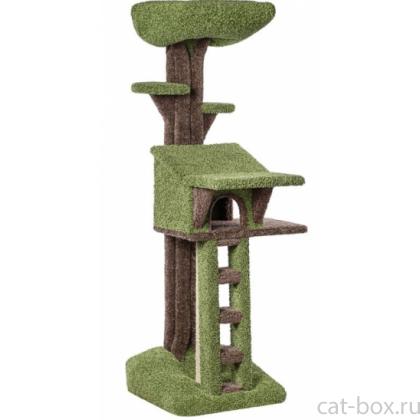 Комплекс когтеточка ковролиновый для кошек "Дерево" 65*65*200 см, сизаль-0