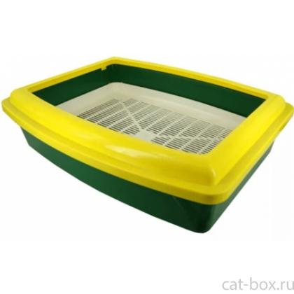 Туалет "ГЛУБОКИЙ ПОЛНЫЙ КОМПЛЕКТ"  с сеткой и бортиком ЗЕЛЁНЫЙ  41,5*30,5*9,5 см-0