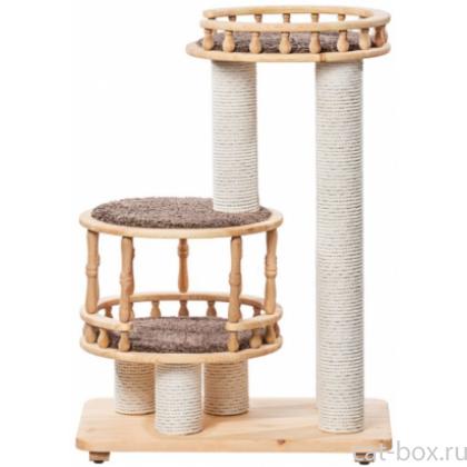 Когтеточка комплекс из дерева для кошек "Гугуша"  43*72*100 см, хлопок-0