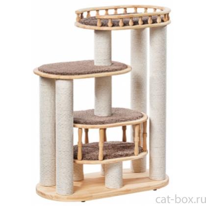 Когтеточка комплекс из дерева для кошек "Деруша" (сосна) 90*43*112 см, хлопок-0