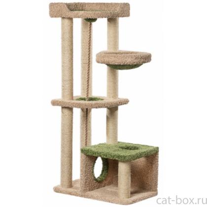 Когтеточка комплекс ковролиновый для кошек "Камуля" 78*47*158 см, сизаль-0