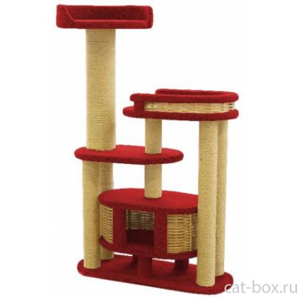 Комплекс когтеточка для кошек ковролиновый «Гарошик» высокий 100*42*163 см, сизаль-0