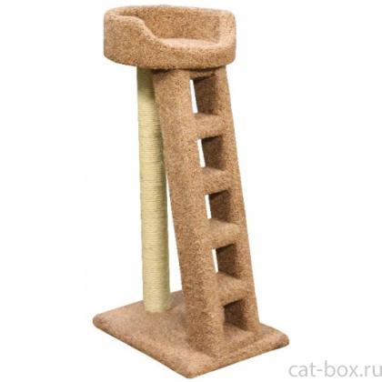 Когтеточка для кошек ковролиновая «Лежанка с лестницей» 58*46*114 см, сизаль-0