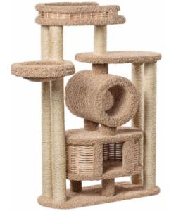 Комплекс когтеточка для кошек ковролиновый «Бобоша» 100*42*145 см, сизаль