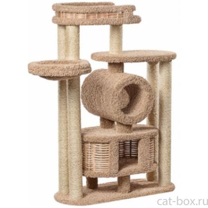 Комплекс когтеточка для кошек ковролиновый «Бобоша» 100*42*145 см, сизаль-0