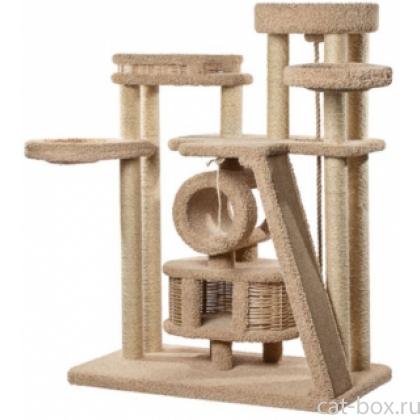 Комплекс когтеточка ковролиновый для кошек "Блуша"  132*72*170 см, сизаль-0