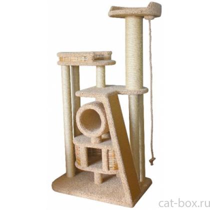 Комплекс когтеточка ковролиновый для кошек "Брюжа"  104*67*190 см, сизаль-0
