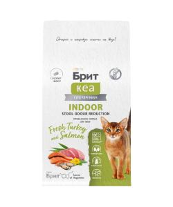БРИТ КЕА Сухой корм с индейкой и лососем для взрослых домашних кошек INDOOR STOOL ODOUR REDUCT, 0,4кг