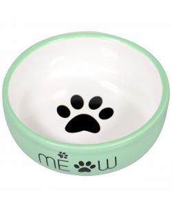 Миска керамическая MEOW для кошек, зеленая, 380мл