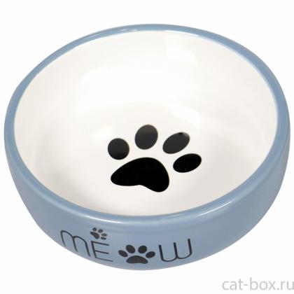 Миска керамическая MEOW для кошек, синяя, 380мл-0